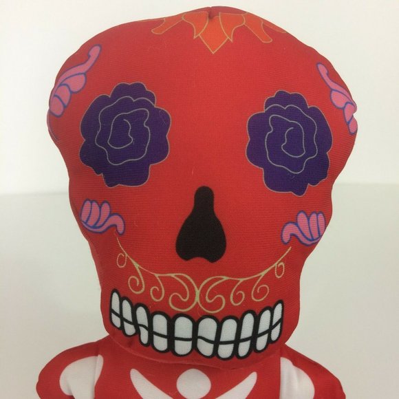Kellytoy Sugar Loaf Day of the Dead Skeleton Plush Red Halloween Stuffed 12'' - Picture 2 of 12